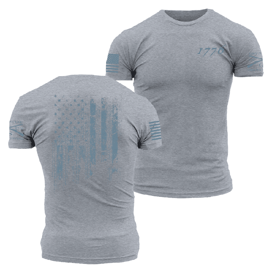 Grunt Style Tshirt - 1776 Flag T-Shirt - Dark Heather Gray 