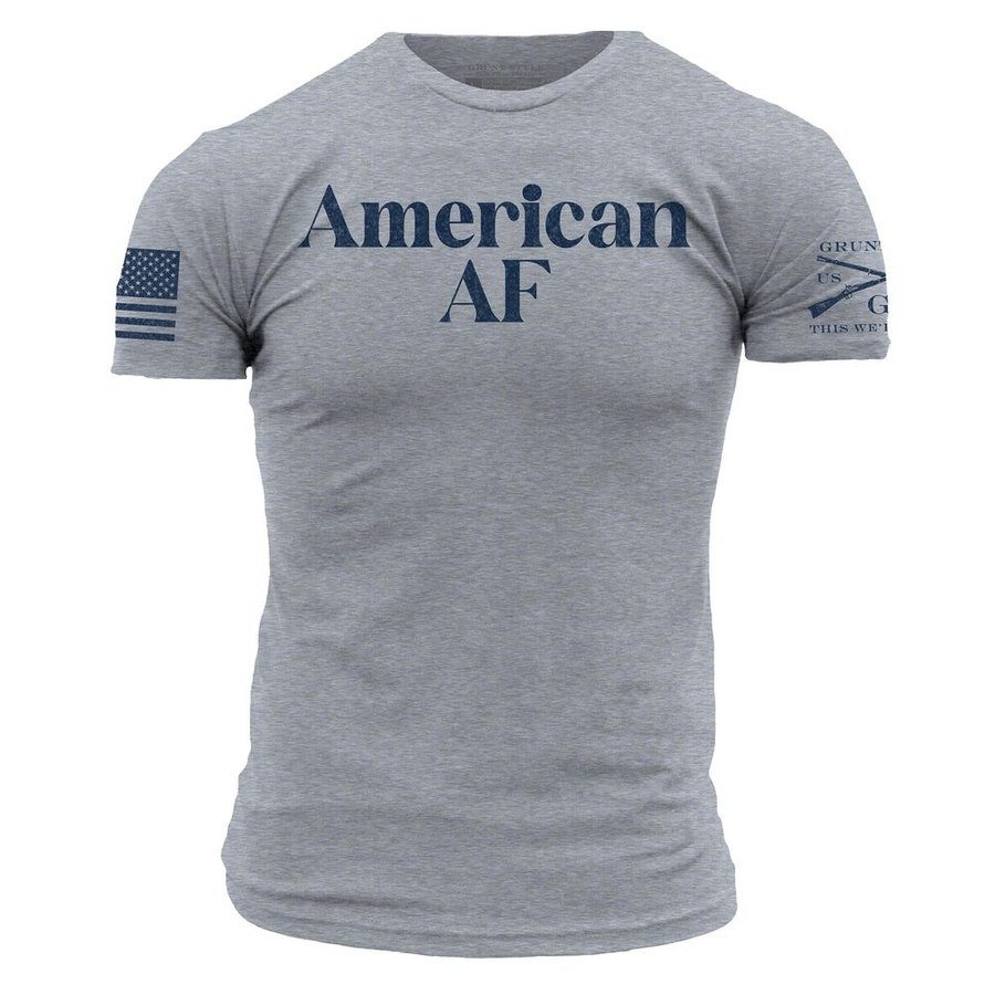 Grunt Style Tshirt - American AF T-Shirt - Dark Heather Gray 