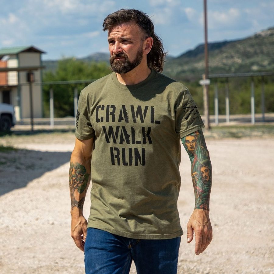 Grunt Style Tshirt - Army - Crawl, Walk, Run T-Shirt - Military Green