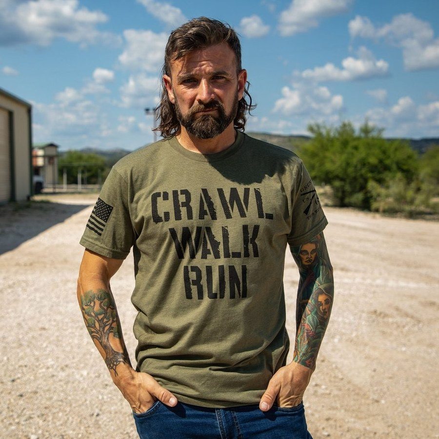 Grunt Style Tshirt - Army - Crawl, Walk, Run T-Shirt - Military Green