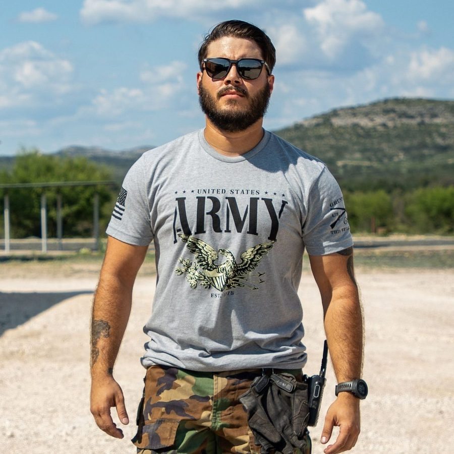 Grunt Style Tshirt - Army - Eagle T-Shirt - Dark Heather Gray