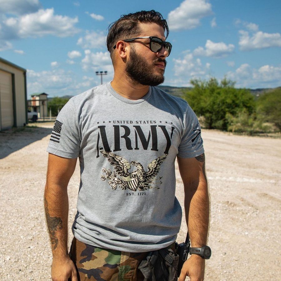 Grunt Style Tshirt - Army - Eagle T-Shirt - Dark Heather Gray