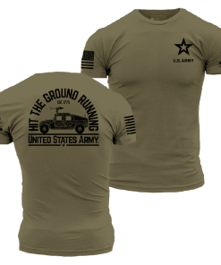 Grunt Style Tshirt - Army Hit The Ground Running T-Shirt - Military Green 