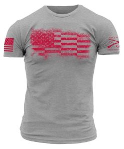 Grunt Style Tshirt - Bar Flag T-Shirt - Dark Heather Gray 