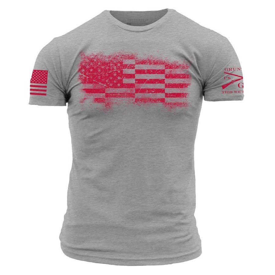 Grunt Style Tshirt - Bar Flag T-Shirt - Dark Heather Gray