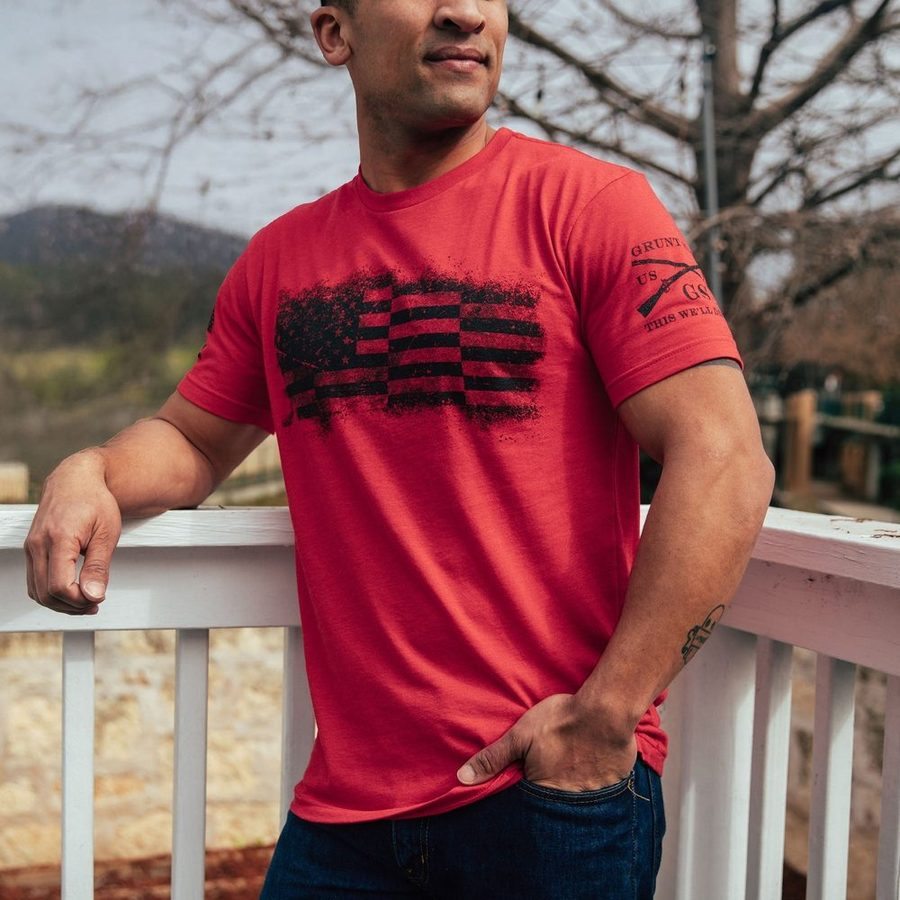 Grunt Style Tshirt - Bar Flag T-Shirt - Red