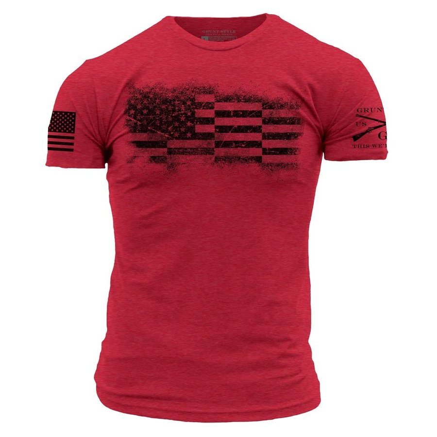Grunt Style Tshirt - Bar Flag T-Shirt - Red