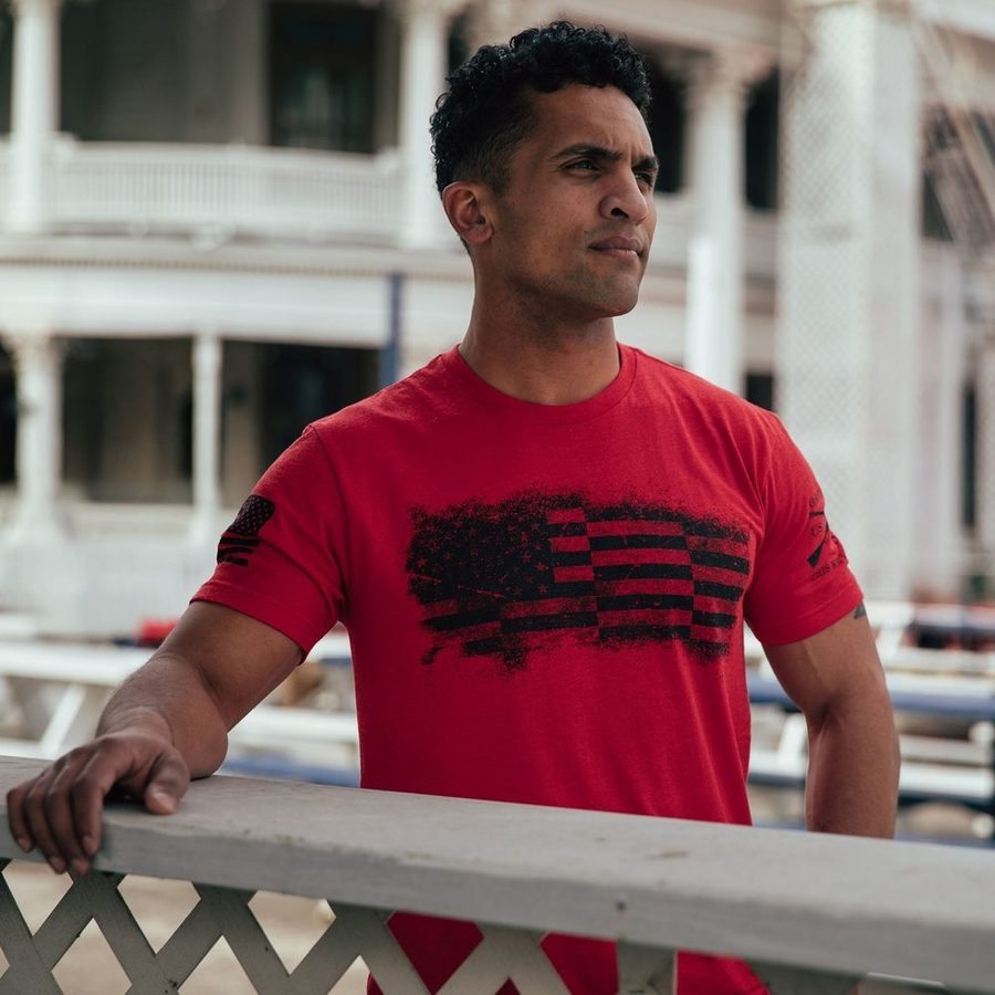 Grunt Style Tshirt - Bar Flag T-Shirt - Red