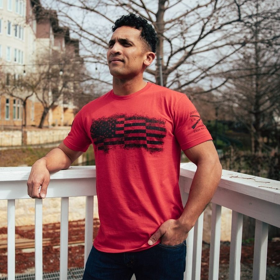 Grunt Style Tshirt - Bar Flag T-Shirt - Red