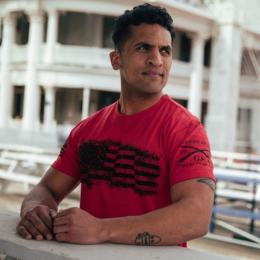 Grunt Style Tshirt - Bar Flag T-Shirt - Red
