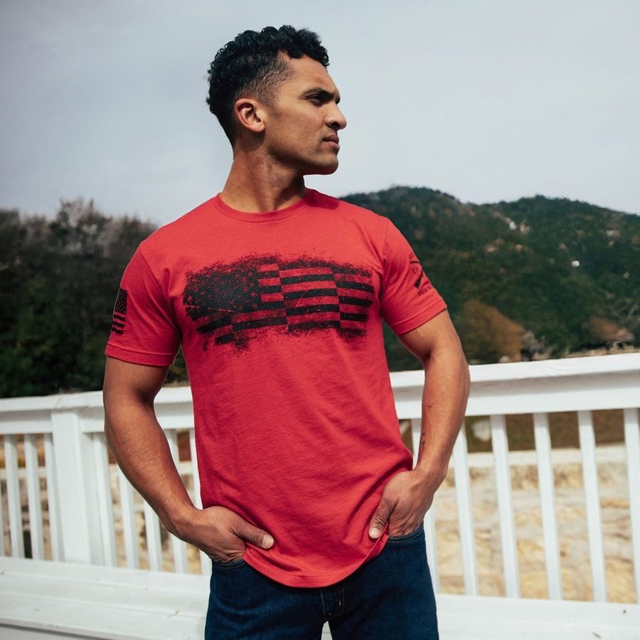 Grunt Style Tshirt - Bar Flag T-Shirt - Red