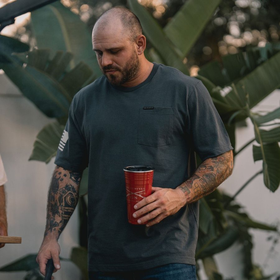 Grunt Style Tshirt - Basic Heavyweight Pocket T-Shirt - Charcoal