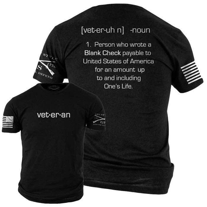 Grunt Style Tshirt - Blank Check Veteran T-Shirt - Black 