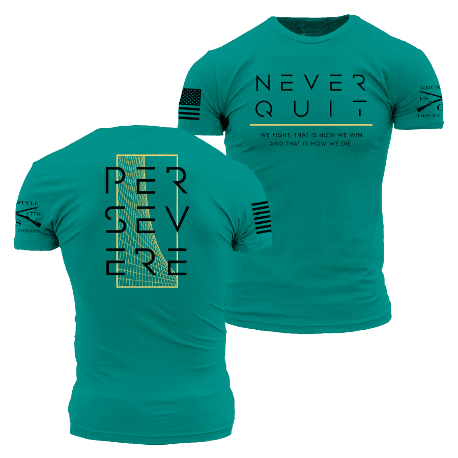 Grunt Style Tshirt - Never Quit T-Shirt - Heather Aqua