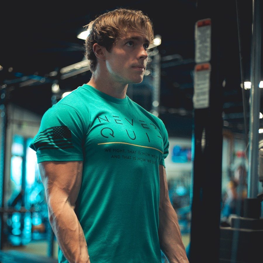 Grunt Style Tshirt - Never Quit T-Shirt - Heather Aqua