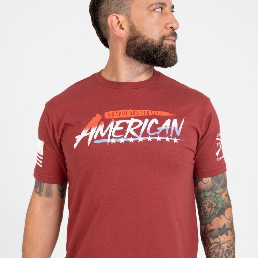 Grunt Style Tshirt - Unapologetically American T-Shirt - Red Plum 
