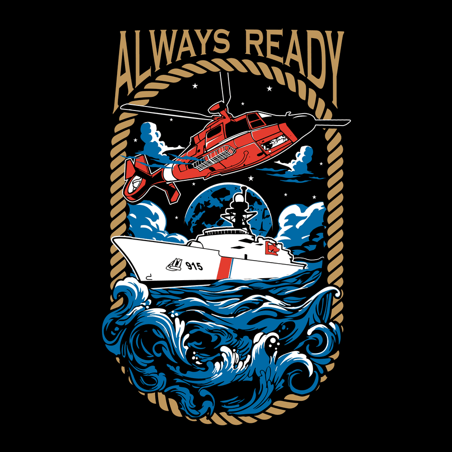 Grunt Style Tshirt - USCG - Always Ready T-Shirt - Black