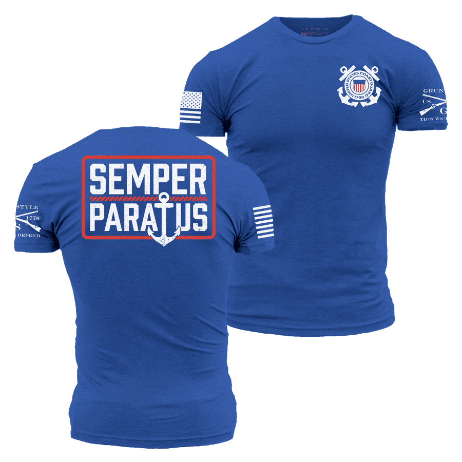 Grunt Style Tshirt - USCG - Semper Paratus T-Shirt - Royal