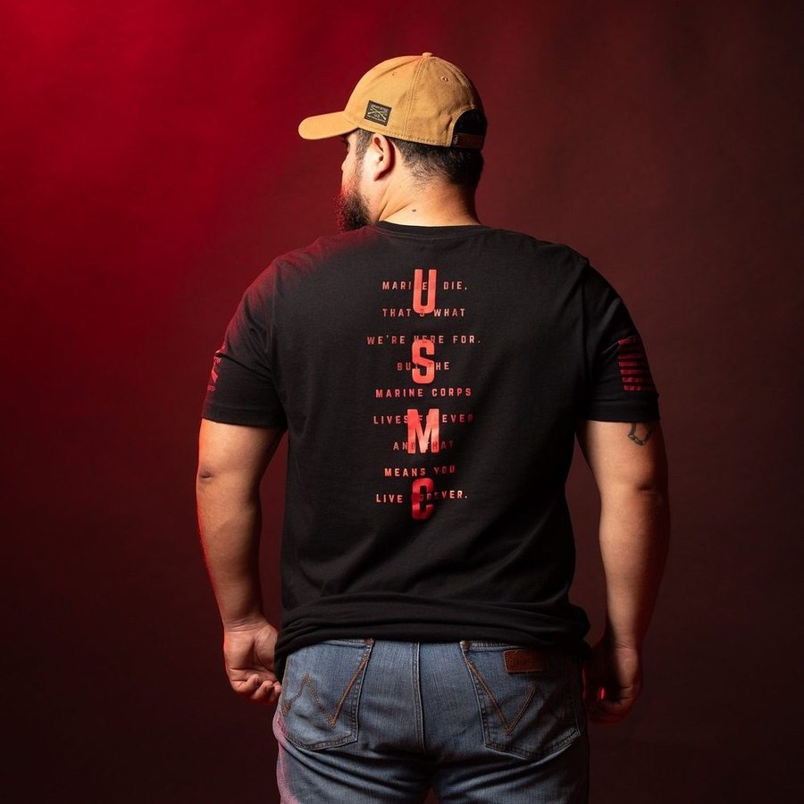Grunt Style Tshirt - USMC - Lives Forever T-Shirt - Black
