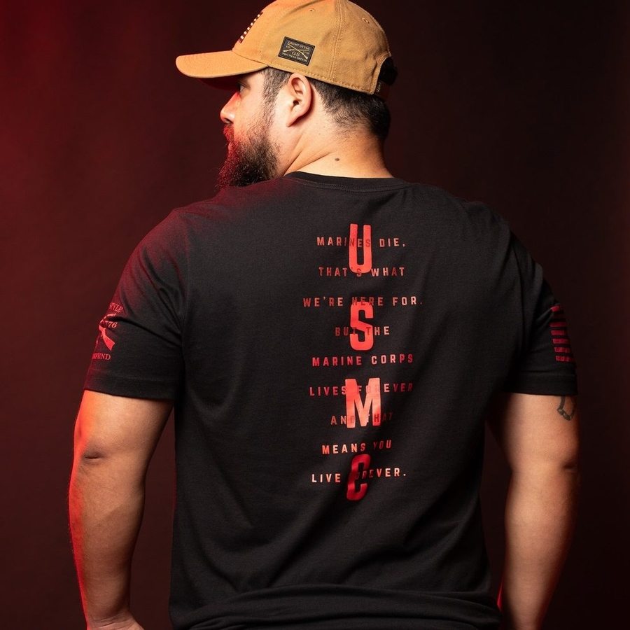 Grunt Style Tshirt - USMC - Lives Forever T-Shirt - Black