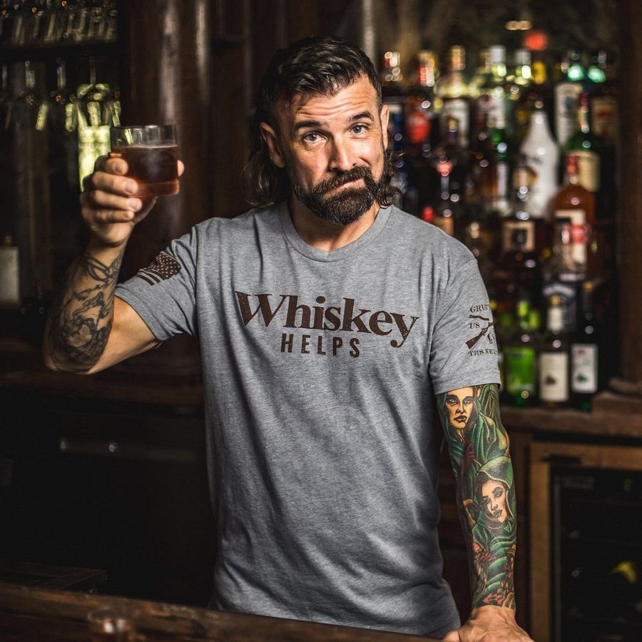 Grunt Style Tshirt - Whiskey Helps™ T-Shirt - Dark Heather Gray