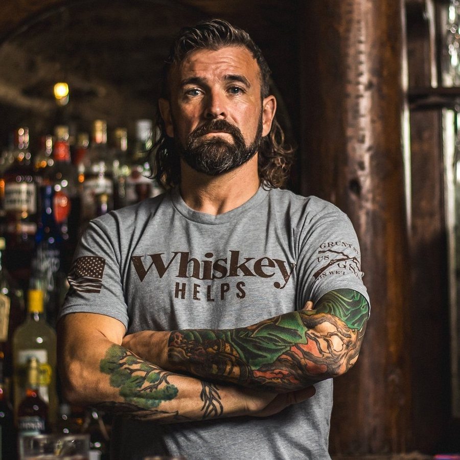 Grunt Style Tshirt - Whiskey Helps™ T-Shirt - Dark Heather Gray