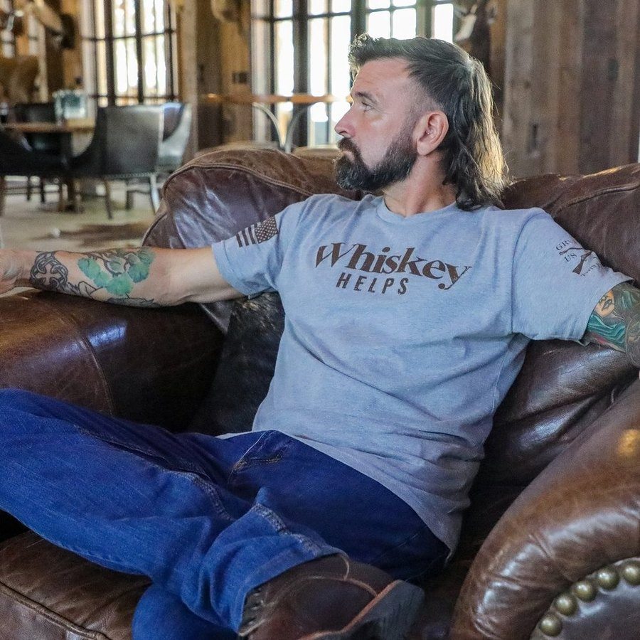 Grunt Style Tshirt - Whiskey Helps™ T-Shirt - Dark Heather Gray