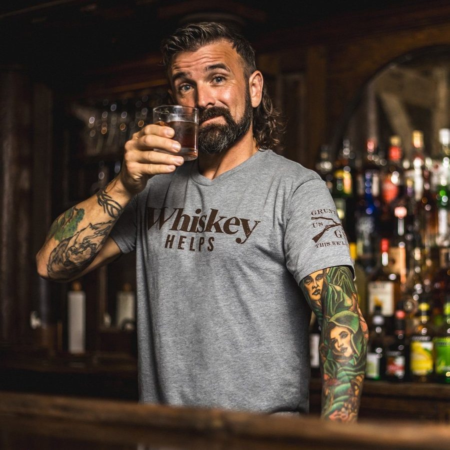 Grunt Style Tshirt - Whiskey Helps™ T-Shirt - Dark Heather Gray