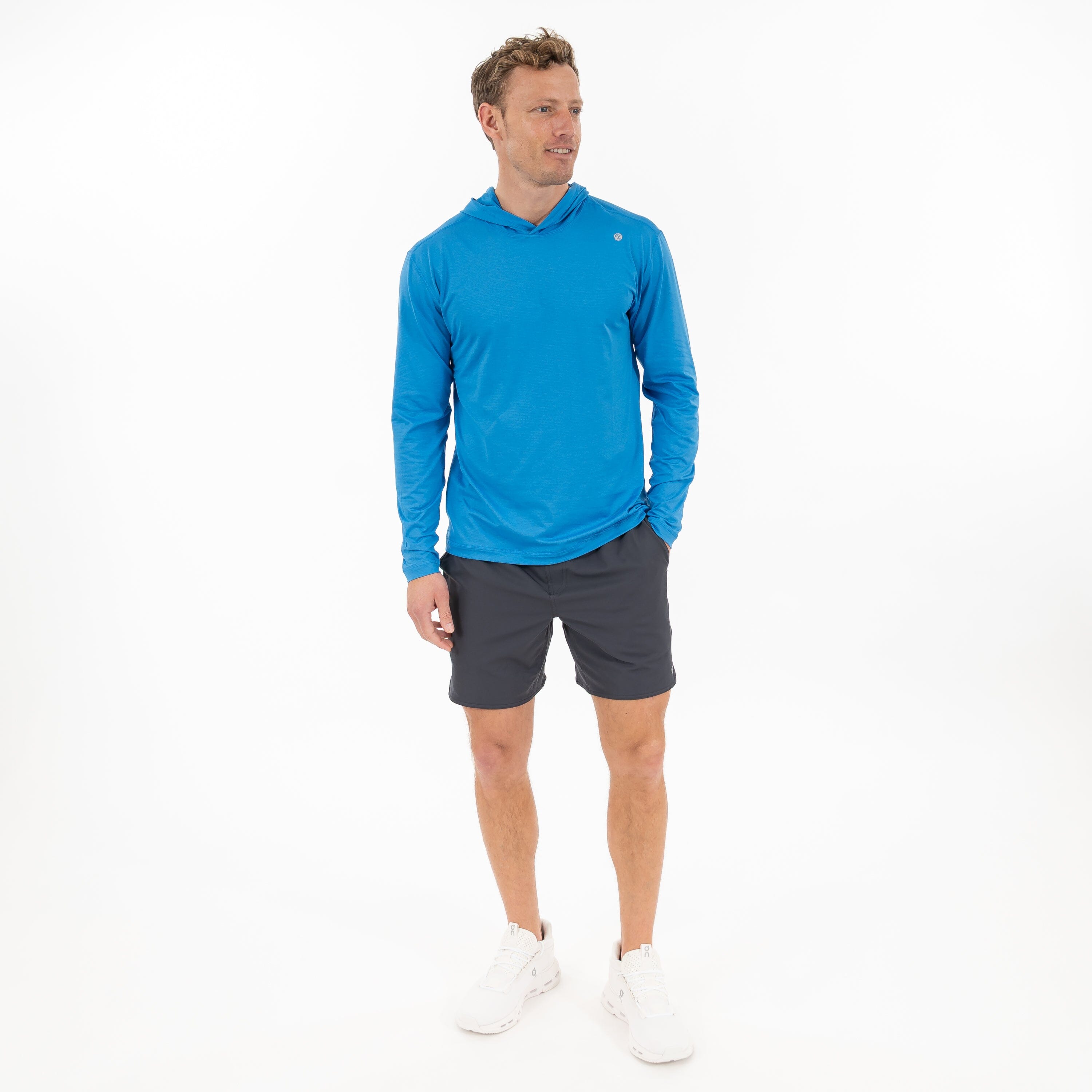 Rhoback Hoodie - Blitz Tech Hoodie | Heather - Birdie Blue/Sapphire Blue