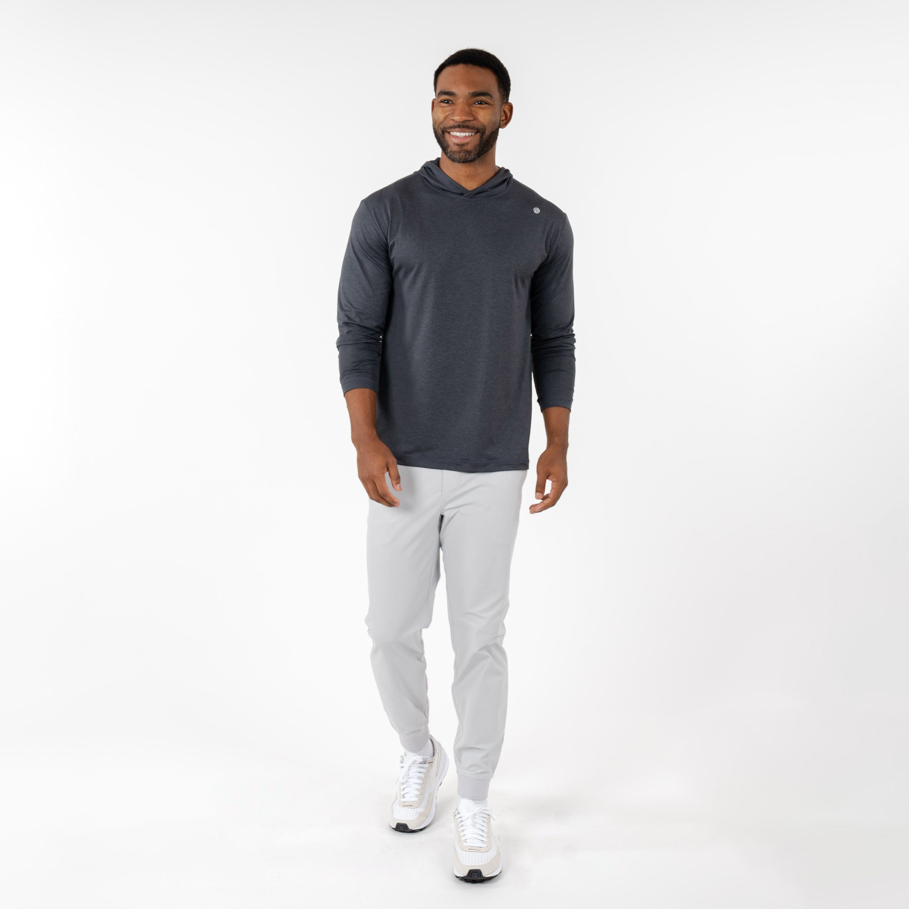 Rhoback Hoodie - Blitz Tech Hoodie | Heather - Charcoal Grey/Midnight Black