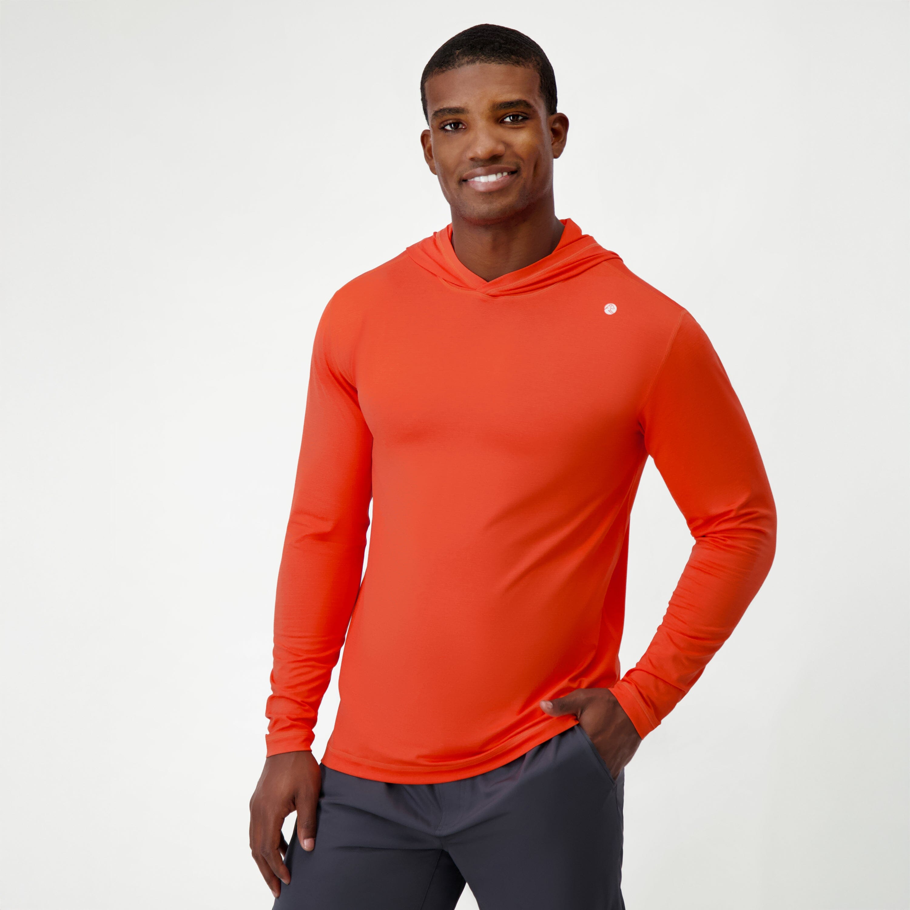 Rhoback Hoodie - Blitz Tech Hoodie | Heather - Fire Orange/Poppy Red