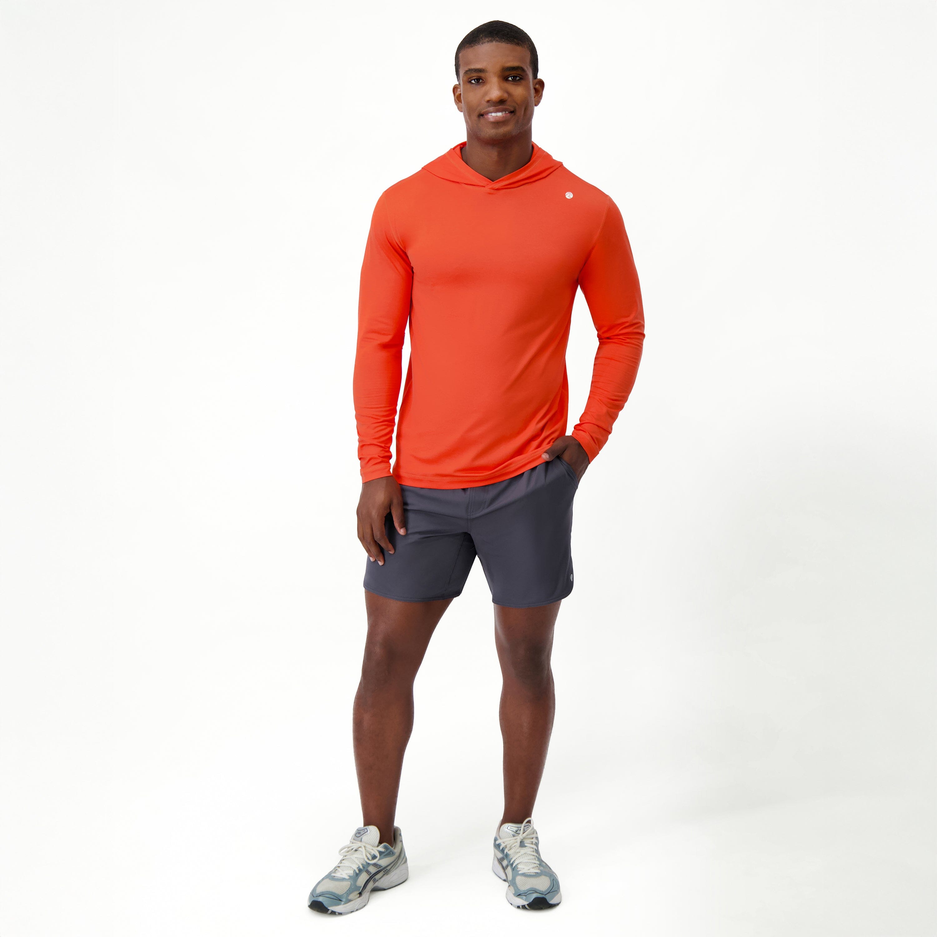 Rhoback Hoodie - Blitz Tech Hoodie | Heather - Fire Orange/Poppy Red