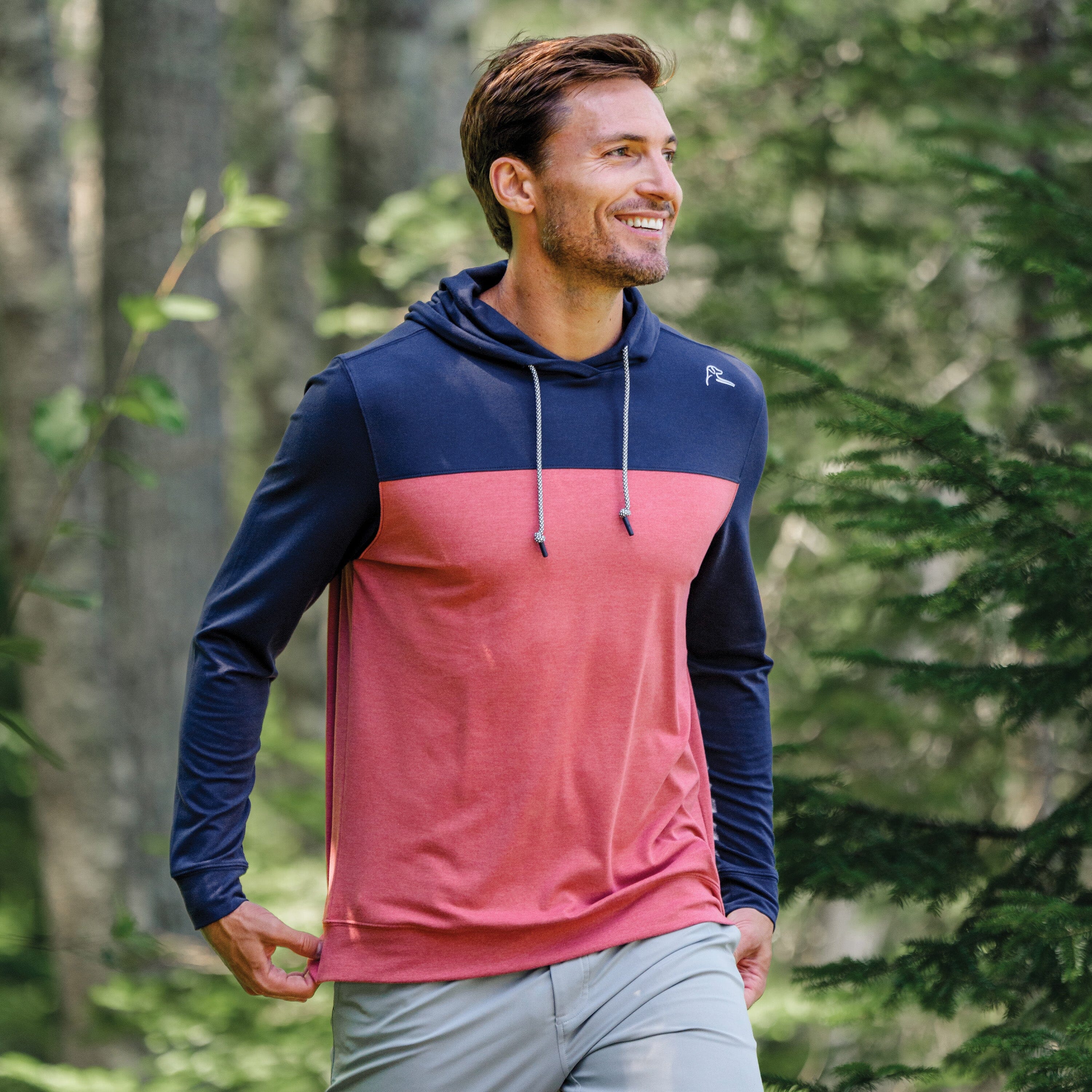 Rhoback Hoodie - Hesi Performance Hoodie | Colorblock - Fleet Navy/Rouge Red 