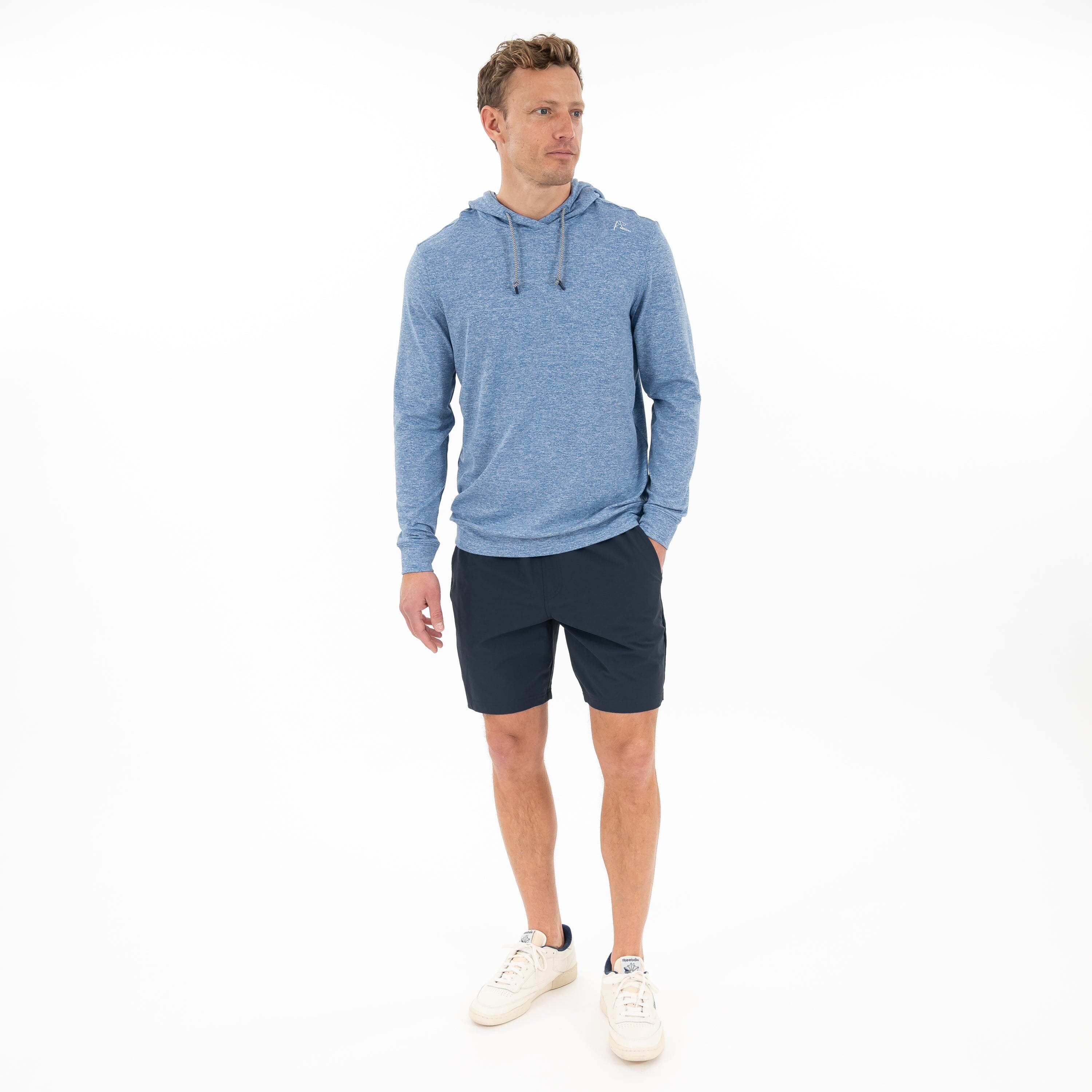Rhoback Hoodie - Hesi Performance Hoodie | Heather - Short Stop Blue/White