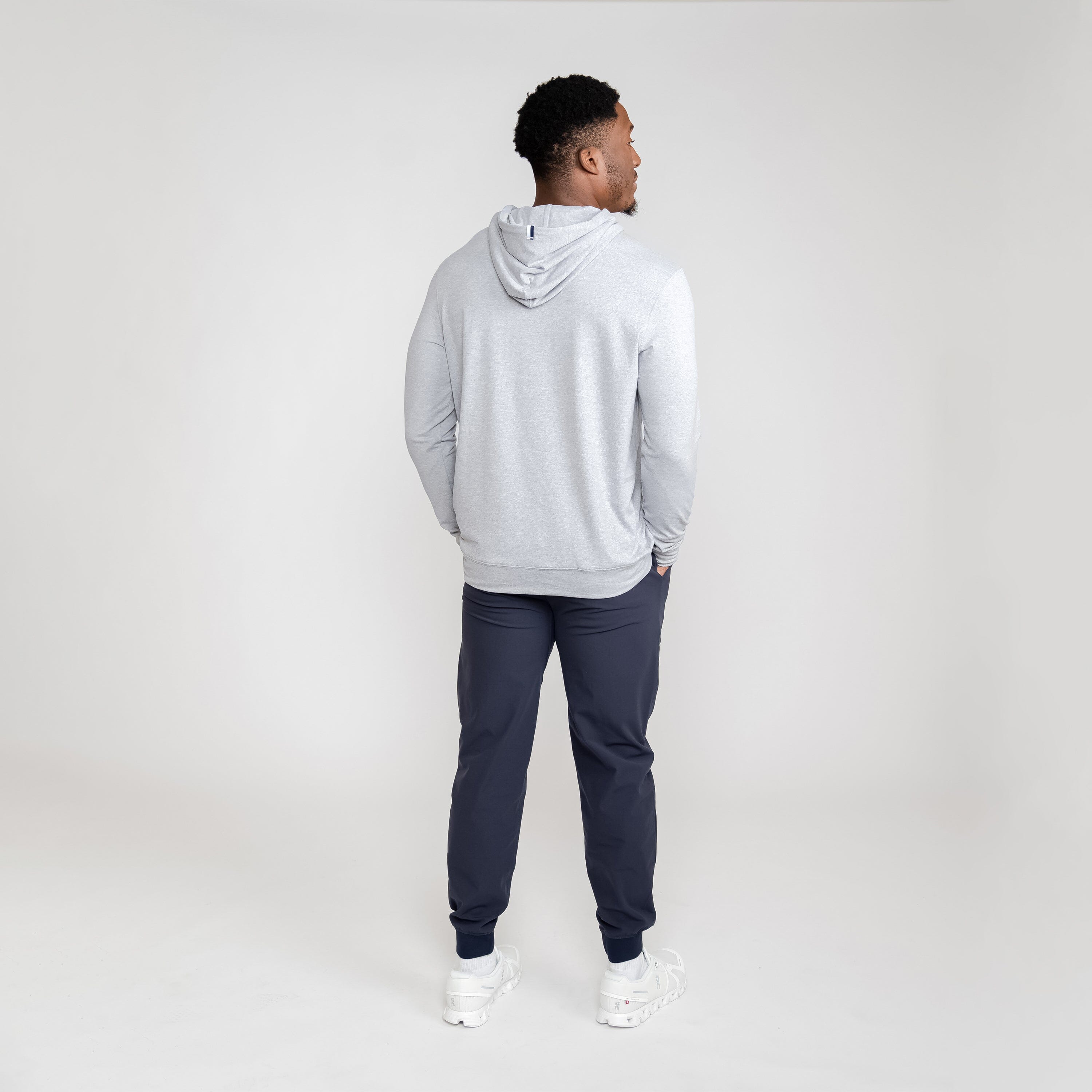 Rhoback Hoodie - Hesi Performance Hoodie | Heather - Stainless Steel/White