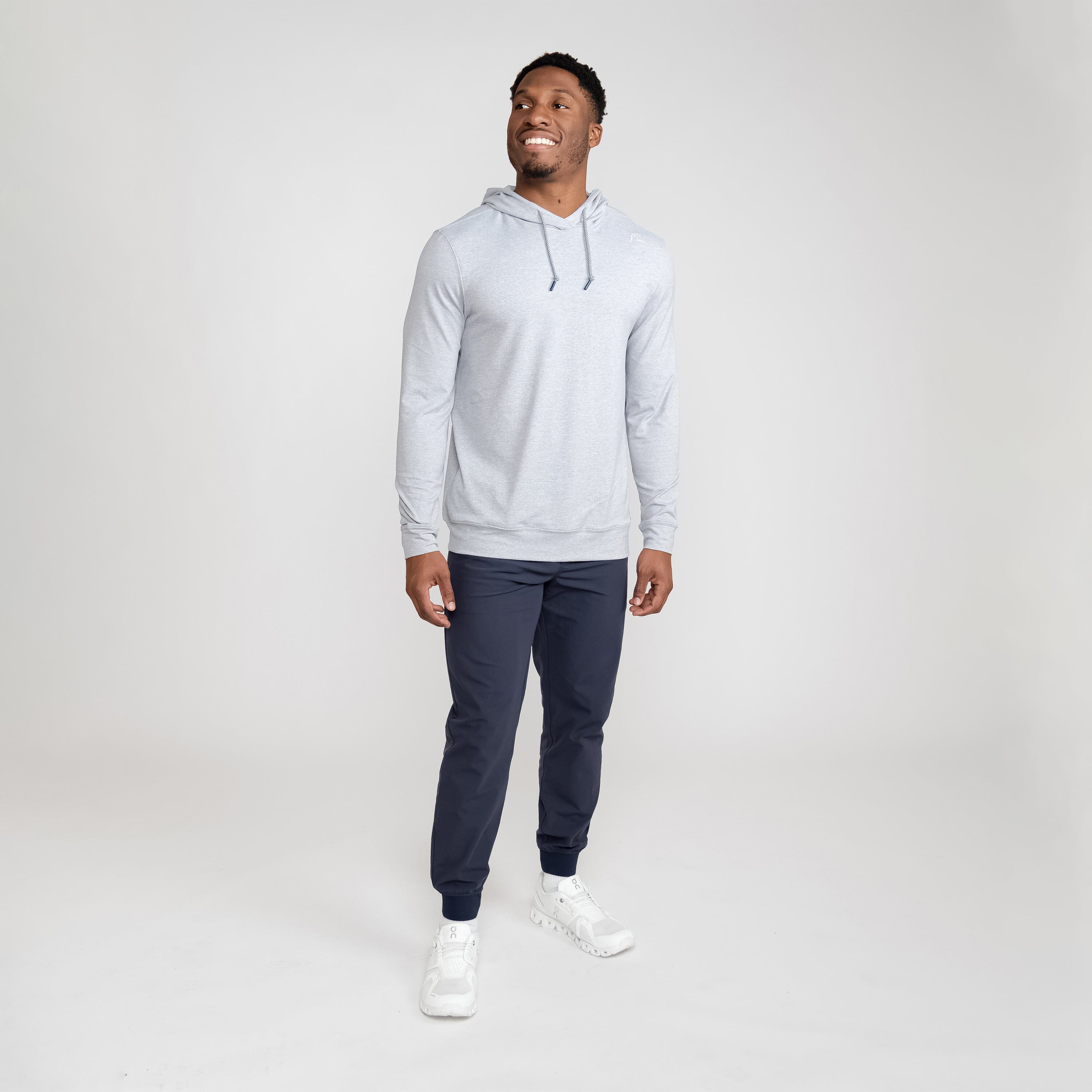 Rhoback Hoodie - Hesi Performance Hoodie | Heather - Stainless Steel/White