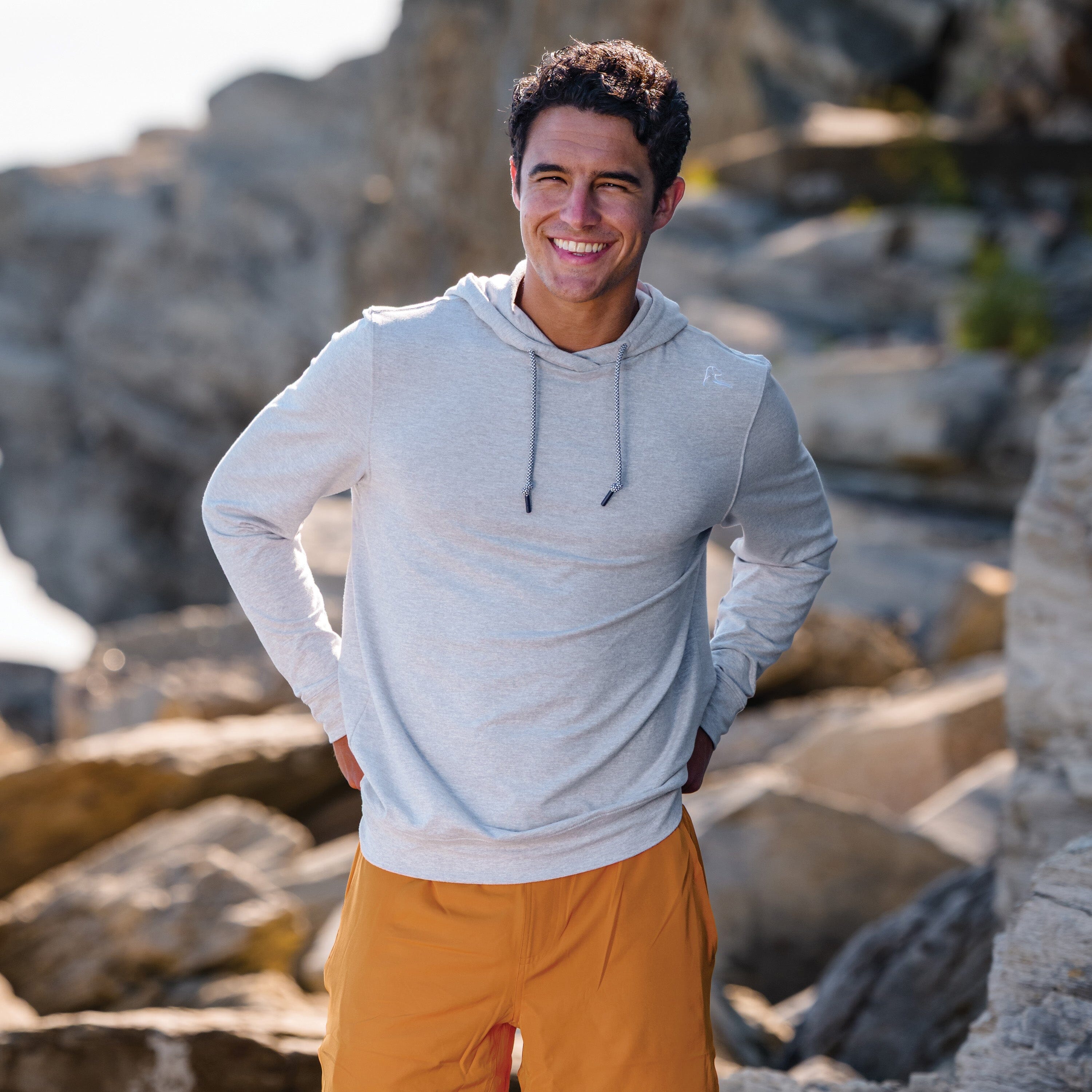 Rhoback Hoodie - Hesi Performance Hoodie | Heather - Stainless Steel/White