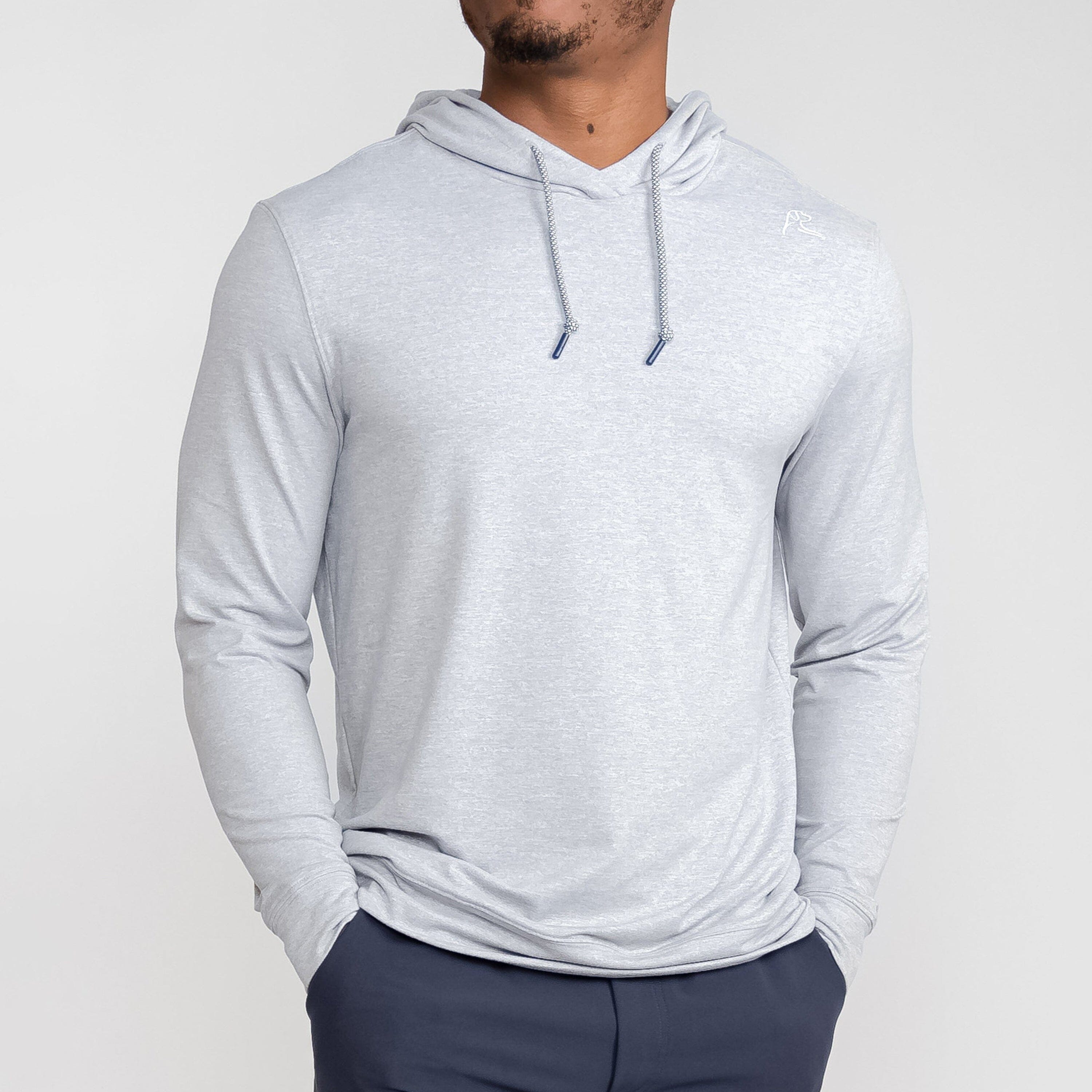 Rhoback Hoodie - Hesi Performance Hoodie | Heather - Stainless Steel/White