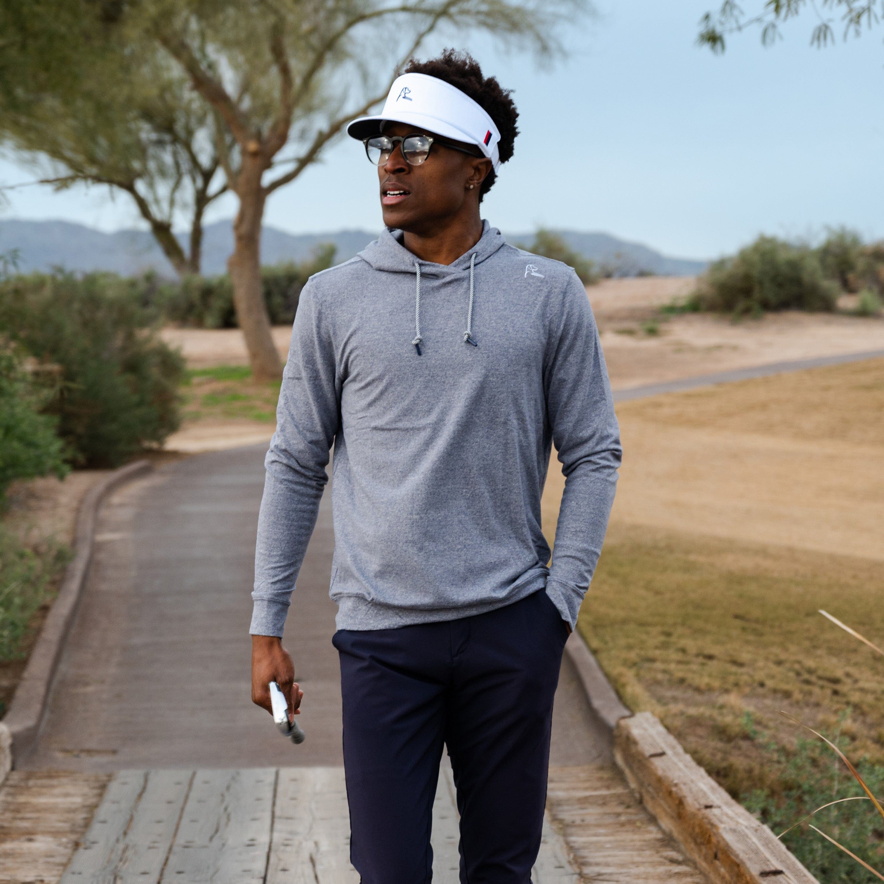 Rhoback Hoodie - Hesi Performance Hoodie | Heather - Steel Grey/White