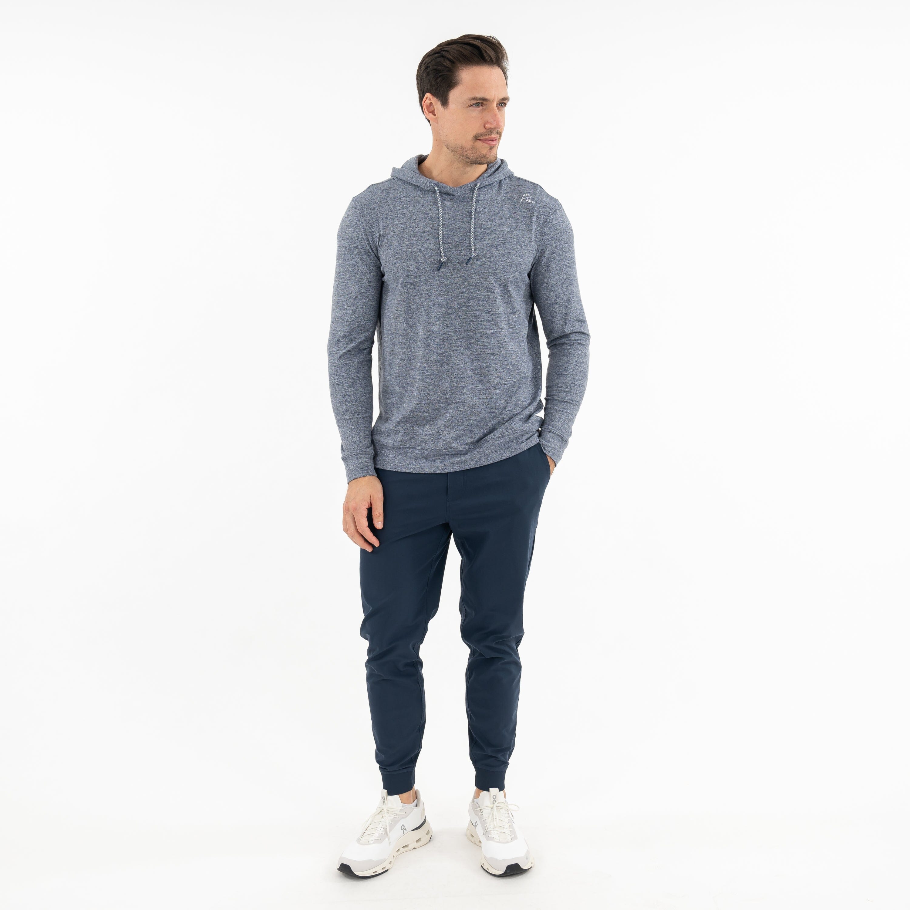 Rhoback Hoodie - Hesi Performance Hoodie | Heather - Steel Grey/White