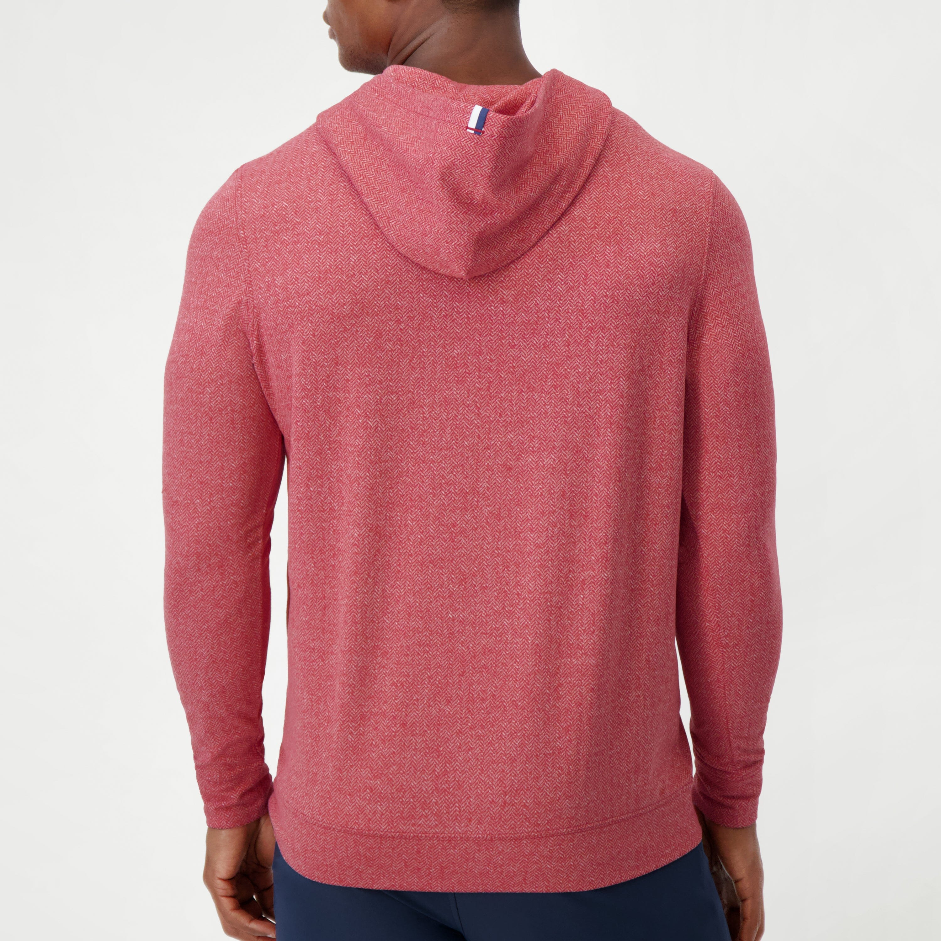 Rhoback Hoodie - Hesi Performance Hoodie | Herringbone Jacquard - Cardinal Red/White