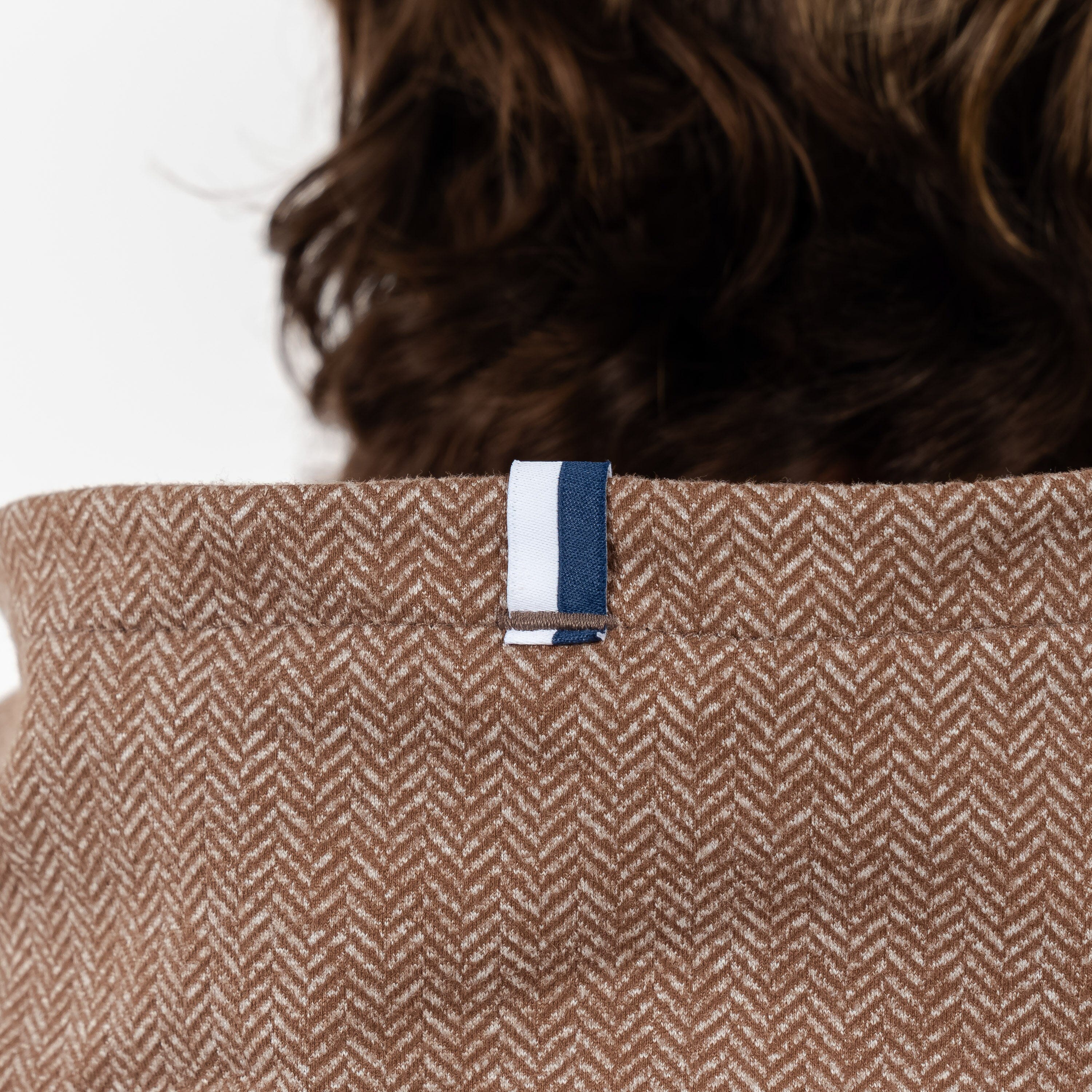 Rhoback Hoodie - Hesi Performance Hoodie | Herringbone Jacquard - Saddle Brown/White