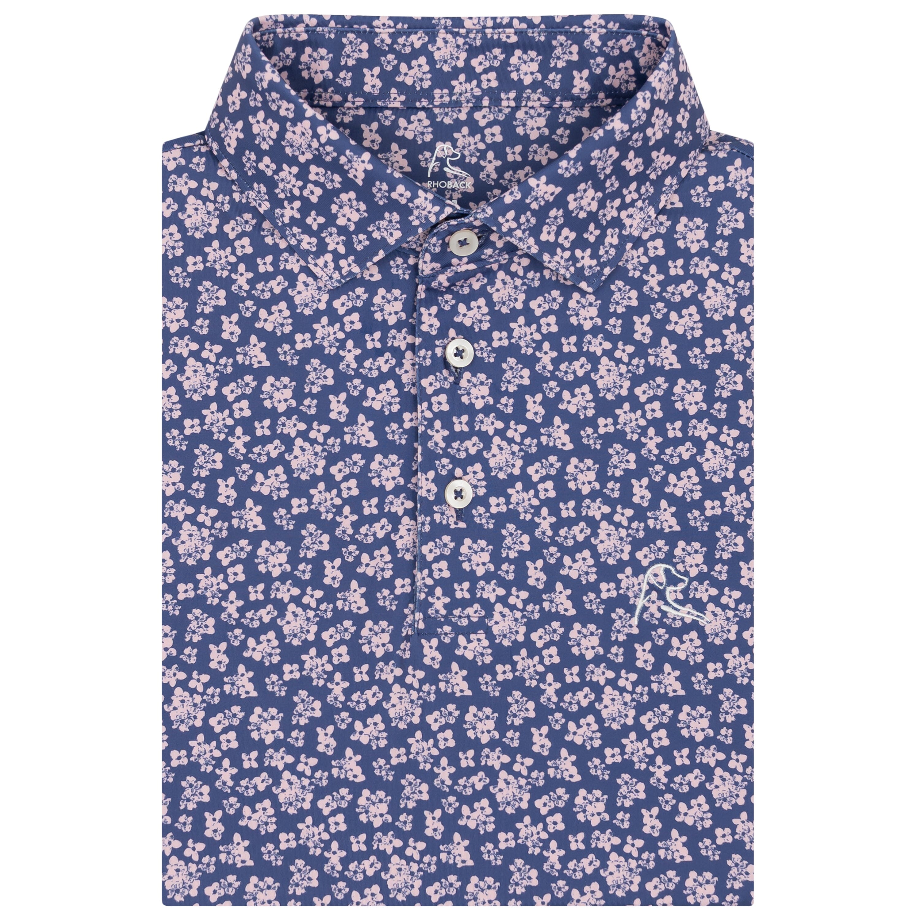 Rhoback Polo - The Fiore | Performance Polo | The Fiore - Flag Blue/Lotus Pink 