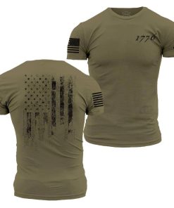 Grunt Style Tshirt - 1776 Flag - Military Green 