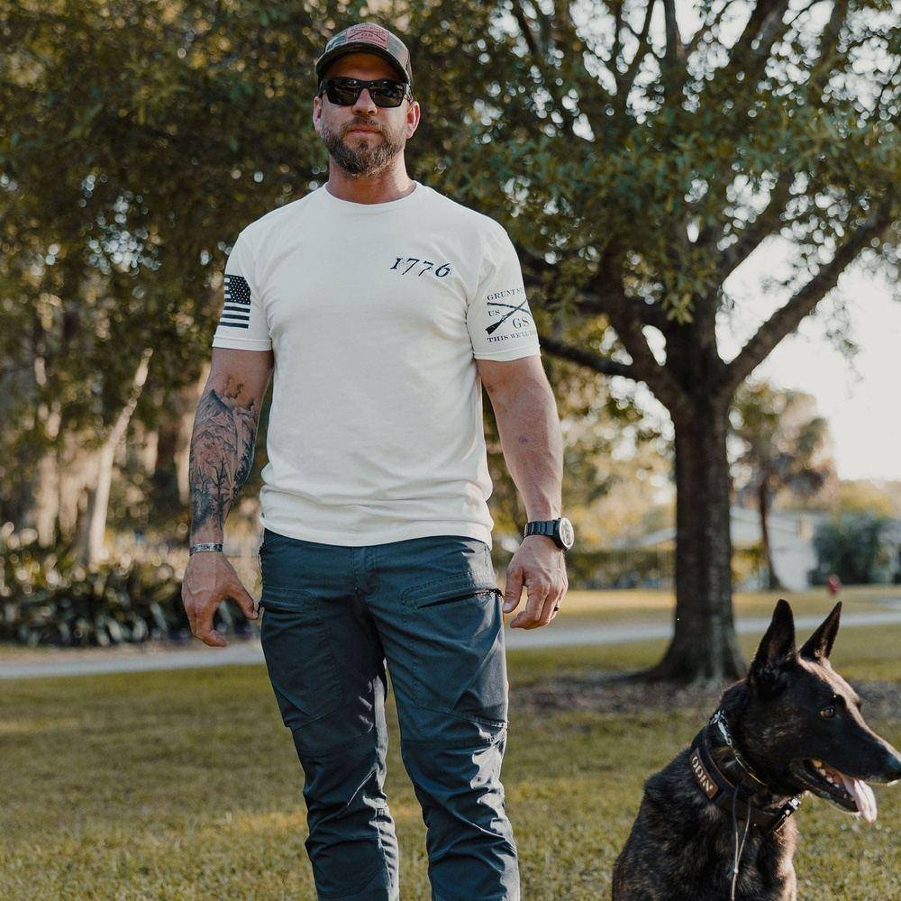 Grunt Style Tshirt - 1776 Flag T-Shirt - White