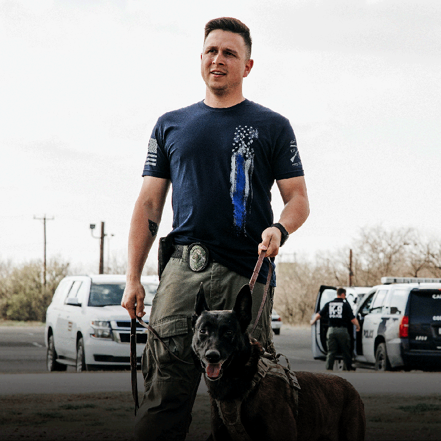 Grunt Style Tshirt - Blue Line Flag T-Shirt - Navy