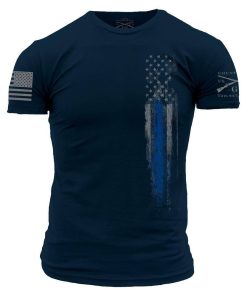 Grunt Style Tshirt - Blue Line Flag T-Shirt - Navy 