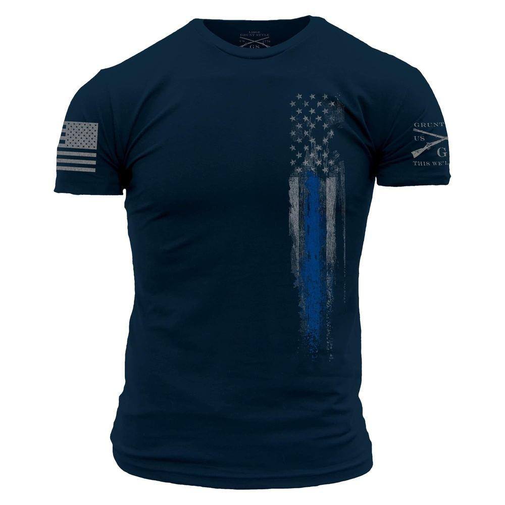 Grunt Style Tshirt - Blue Line Flag T-Shirt - Navy