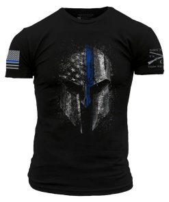 Grunt Style Tshirt - Blue Line Spartan T-Shirt - Black 