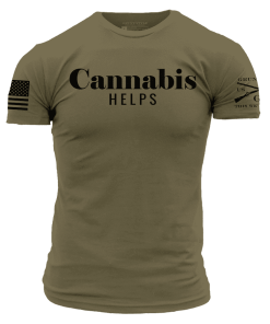 Grunt Style Tshirt - Cannabis Helps T-Shirt - Military Green 
